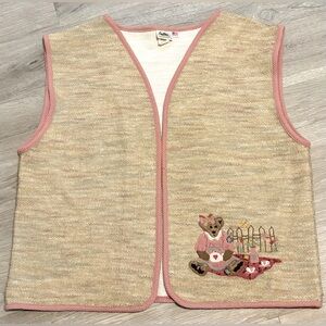 Sutton's Stitchwear Waffle Knit Vintage Cottage Core Embroidered Vest XXL